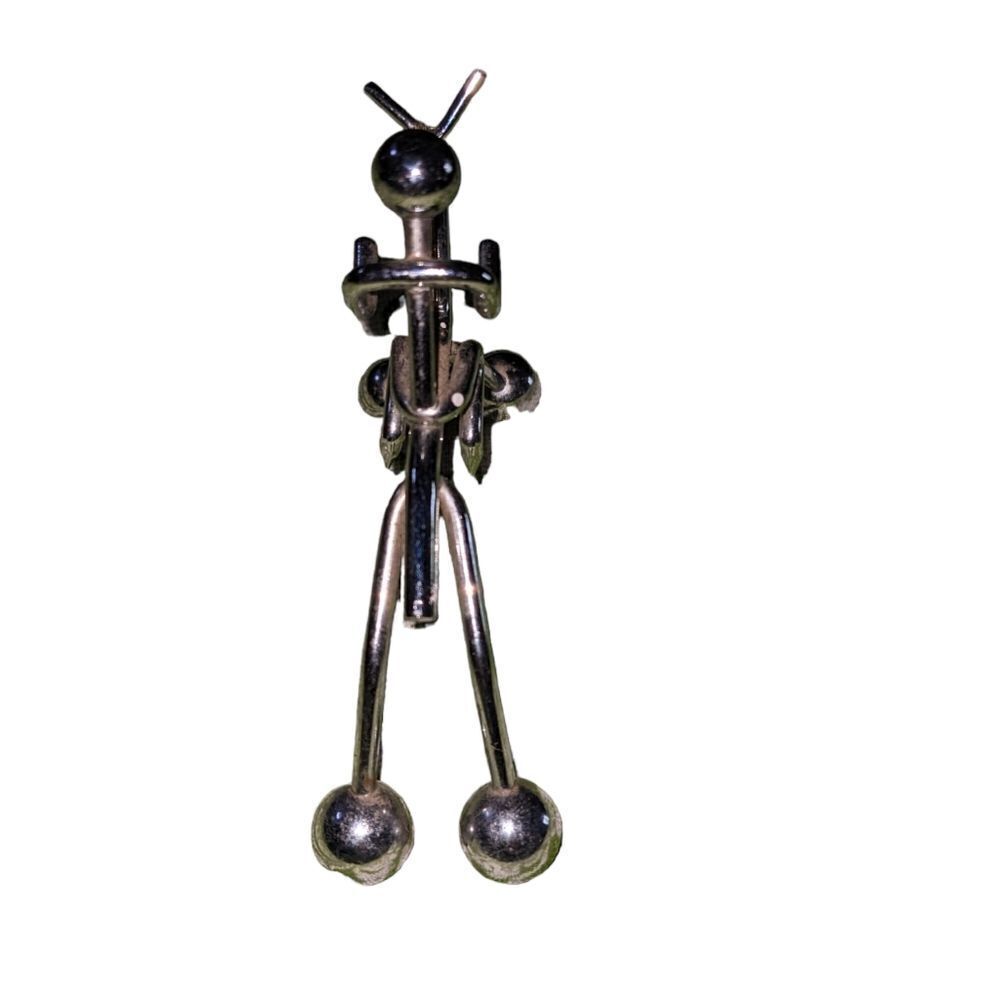 Modernist metal art sculpture stick figure riding a horse